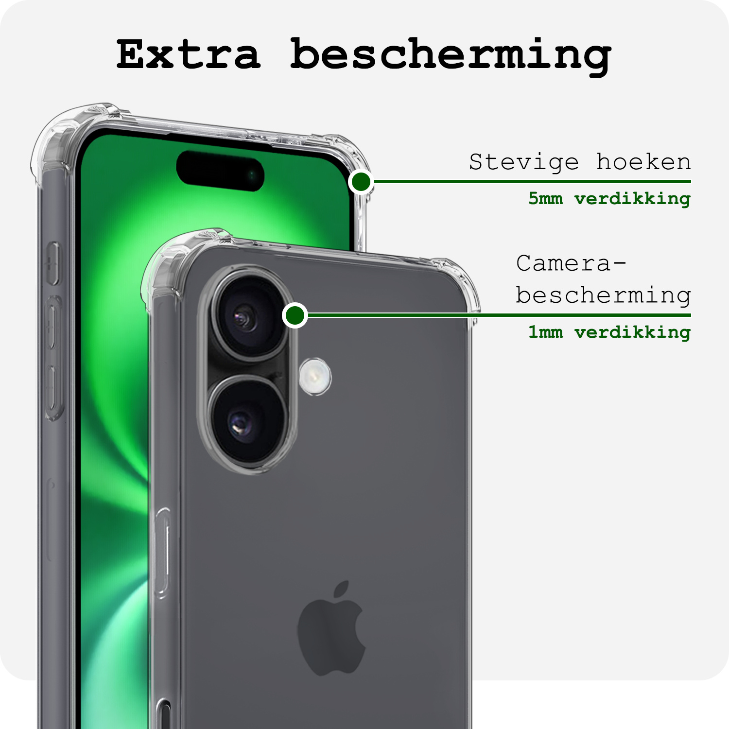 BASEY. Hoes Geschikt voor iPhone 16 Plus Hoesje Shock Proof Case Hoes Siliconen - Hoesje Geschikt voor iPhone 16 Plus Hoes Cover Shockproof - Transparant - 2 Stuks