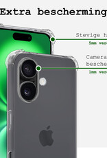 BASEY. Hoes Geschikt voor iPhone 16 Plus Hoesje Shock Proof Case Hoes Siliconen Met 2x Screenprotector - Hoesje Geschikt voor iPhone 16 Plus Hoes Cover Shockproof - Transparant