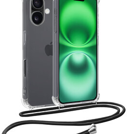 BASEY. BASEY. iPhone 16 Plus Hoesje Transparant Shockproof Met Zwart Koord