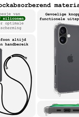 BASEY. Hoes Geschikt voor iPhone 16 Plus Hoesje Shock Proof Case Met Koord Shock Hoes Met Koord - Hoesje Geschikt voor iPhone 16 Plus Hoes Cover Met Koord - Transparant