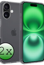 BASEY. Hoes Geschikt voor iPhone 16 Hoesje Siliconen Back Cover Case - Hoesje Geschikt voor iPhone 16 Hoes Cover Hoesje - Transparant - 2 Stuks