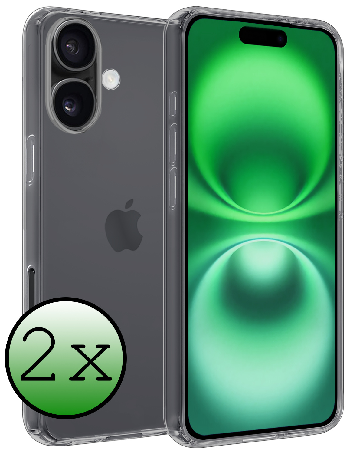 BASEY. Hoes Geschikt voor iPhone 16 Hoesje Siliconen Back Cover Case - Hoesje Geschikt voor iPhone 16 Hoes Cover Hoesje - Transparant - 2 Stuks