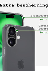 BASEY. Hoes Geschikt voor iPhone 16 Plus Hoesje Siliconen Back Cover Case - Hoesje Geschikt voor iPhone 16 Plus Hoes Cover Hoesje - Transparant - 2 Stuks