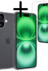 BASEY. Hoes Geschikt voor iPhone 16 Plus Hoesje Siliconen Back Cover Case Met Screenprotector - Hoesje Geschikt voor iPhone 16 Plus Hoes Cover Hoesje - Transparant