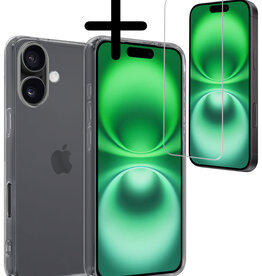 BASEY. BASEY. iPhone 16 Plus Hoesje Siliconen Met Screenprotector Met Dichte Notch - Transparant