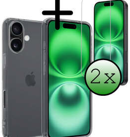 BASEY. BASEY. iPhone 16 Plus Hoesje Siliconen Met 2x Screenprotector Met Dichte Notch - Transparant