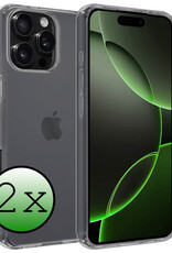 BASEY. Hoes Geschikt voor iPhone 16 Pro Hoesje Siliconen Back Cover Case - Hoesje Geschikt voor iPhone 16 Pro Hoes Cover Hoesje - Transparant - 2 Stuks