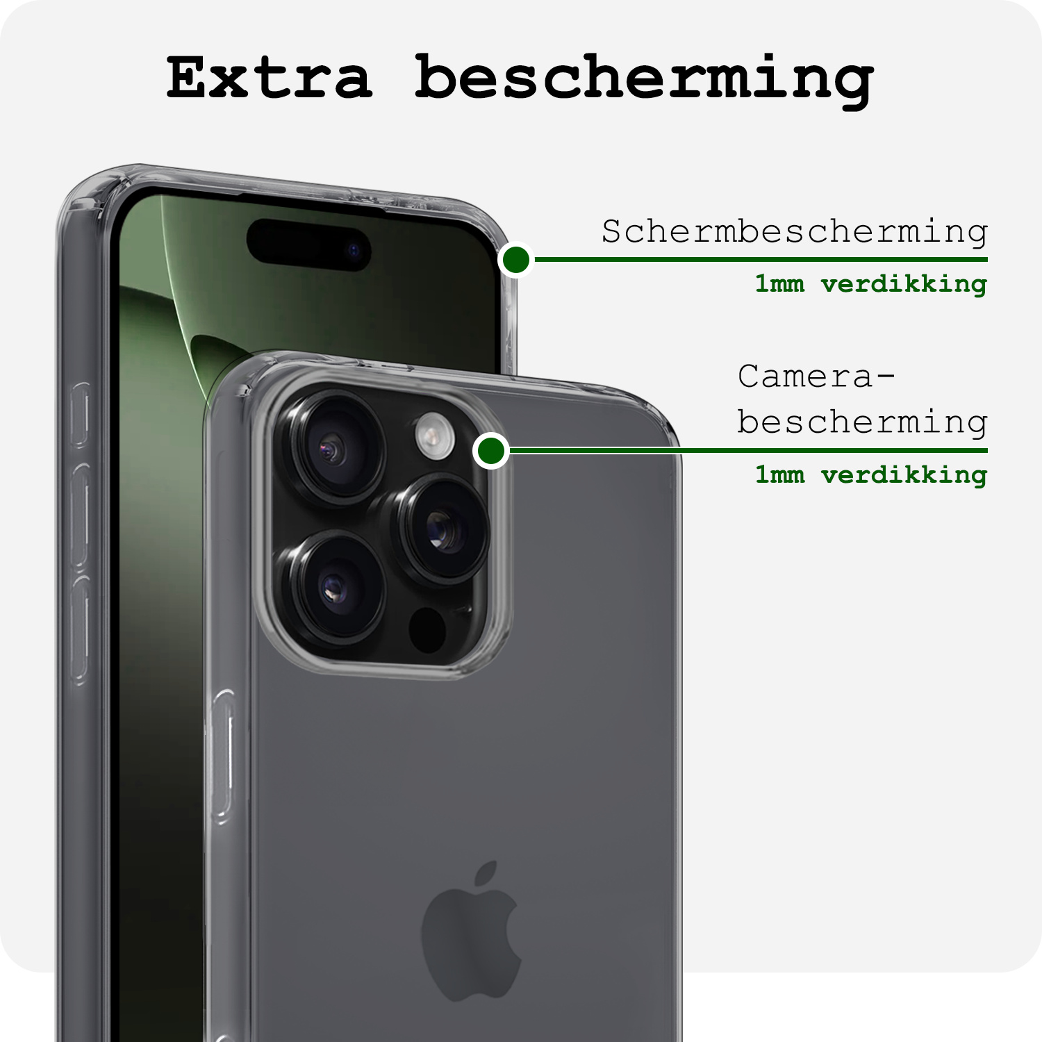 BASEY. Hoes Geschikt voor iPhone 16 Pro Hoesje Siliconen Back Cover Case Met Screenprotector - Hoesje Geschikt voor iPhone 16 Pro Hoes Cover Hoesje - Transparant