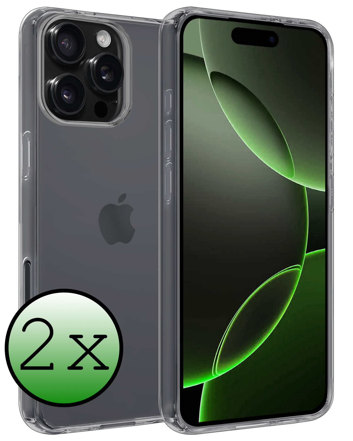 BASEY. Hoes Geschikt voor iPhone 16 Pro Max Hoesje Siliconen Back Cover Case - Hoesje Geschikt voor iPhone 16 Pro Max Hoes Cover Hoesje - Transparant - 2 Stuks