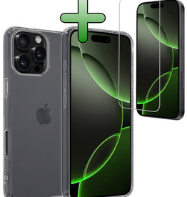 BASEY. BASEY. iPhone 16 Pro Max Hoesje Siliconen Met Screenprotector Met Dichte Notch - Transparant