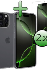 BASEY. Hoes Geschikt voor iPhone 16 Pro Max Hoesje Siliconen Back Cover Case Met 2x Screenprotector - Hoesje Geschikt voor iPhone 16 Pro Max Hoes Cover Hoesje - Transparant