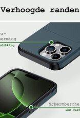 BASEY. Hoes Geschikt voor iPhone 16 Pro Hoesje Hard Case Met Pas Houder - Hoesje Geschikt voor iPhone 16 Pro Hoes Shockproof Hard Cover Met Kaarthouder - Donkerblauw