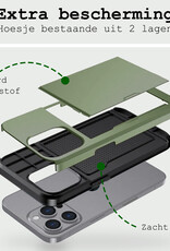 BASEY. Hoes Geschikt voor iPhone 16 Pro Hoesje Hard Case Met Pas Houder - Hoesje Geschikt voor iPhone 16 Pro Hoes Shockproof Hard Cover Met Kaarthouder - Donkergroen