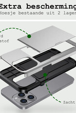 BASEY. Hoes Geschikt voor iPhone 16 Pro Hoesje Hard Case Met Pas Houder - Hoesje Geschikt voor iPhone 16 Pro Hoes Shockproof Hard Cover Met Kaarthouder - Grijs