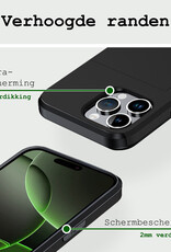 BASEY. Hoes Geschikt voor iPhone 16 Pro Hoesje Hard Case Met Pas Houder - Hoesje Geschikt voor iPhone 16 Pro Hoes Shockproof Hard Cover Met Kaarthouder - Zwart