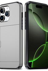 BASEY. Hoes Geschikt voor iPhone 16 Pro Max Hoesje Hard Case Met Pas Houder - Hoesje Geschikt voor iPhone 16 Pro Max Hoes Shockproof Hard Cover Met Kaarthouder - Grijs