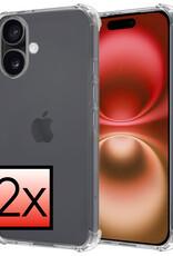NoXx Hoes Geschikt voor iPhone 16 Plus Hoesje Siliconen Cover Shock Proof Back Case Shockproof Hoes - Transparant - 2x
