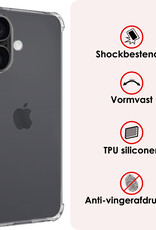 NoXx Hoes Geschikt voor iPhone 16 Plus Hoesje Siliconen Cover Shock Proof Back Case Shockproof Hoes Met Screenprotector - Transparant