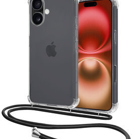 NoXx NoXx iPhone 16 Plus Hoesje Transparant Shockproof Met Zwart Koord