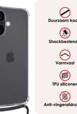 NoXx Hoes Geschikt voor iPhone 16 Plus Hoesje Transparant Met Telefoonkoord Cover Shock Proof Case Koord Hoes