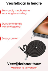 NoXx Hoes Geschikt voor iPhone 16 Plus Hoesje Transparant Met Telefoonkoord Cover Shock Proof Case Koord Hoes