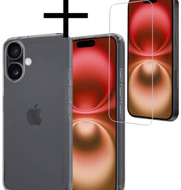 NoXx NoXx iPhone 16 Hoesje Siliconen Met Screenprotector Met Dichte Notch - Transparant