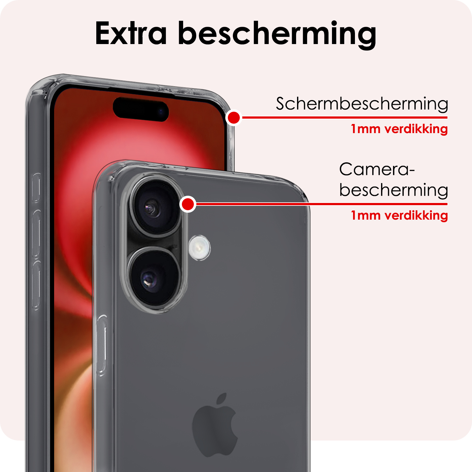 NoXx Hoes Geschikt voor iPhone 16 Plus Hoesje Cover Siliconen Back Case Hoes - Transparant