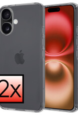 NoXx Hoes Geschikt voor iPhone 16 Plus Hoesje Cover Siliconen Back Case Hoes - Transparant - 2x