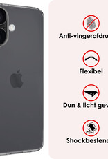 NoXx Hoes Geschikt voor iPhone 16 Plus Hoesje Cover Siliconen Back Case Hoes Met Screenprotector - Transparant