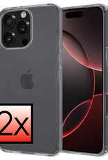 NoXx Hoes Geschikt voor iPhone 16 Pro Hoesje Cover Siliconen Back Case Hoes - Transparant - 2x