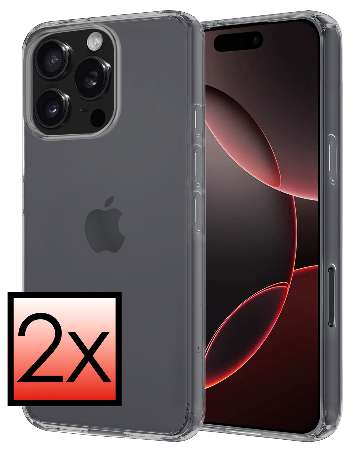 NoXx Hoes Geschikt voor iPhone 16 Pro Hoesje Cover Siliconen Back Case Hoes - Transparant - 2x