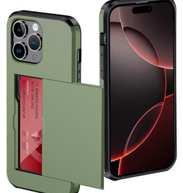 NoXx NoXx iPhone 16 Pro Hoesje Pashouder Hard - Donker Groen