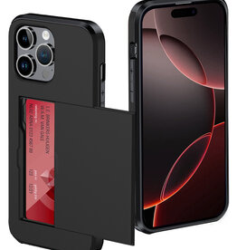 NoXx NoXx iPhone 16 Pro Hoesje Pashouder Hard - Zwart