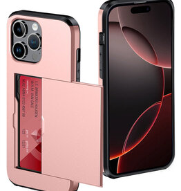NoXx NoXx iPhone 16 Pro Max Hoesje Pashouder Hard - Rosé Goud