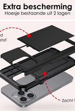 NoXx Hoes Geschikt voor iPhone 16 Pro Max Hoesje Pasjeshouder Hard Cover Shock Proof Hard Case Hoes Met Kaarthouder - Zwart