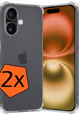 Nomfy Hoesje Geschikt voor iPhone 16 Hoesje Shock Proof Cover Case Shockproof - Hoes Geschikt voor iPhone 16 Hoes Siliconen Back Case - Transparant - 2 PACK
