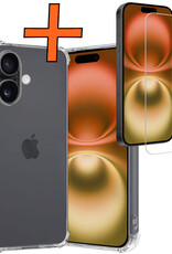 Nomfy Hoesje Geschikt voor iPhone 16 Hoesje Shock Proof Cover Case Shockproof Met Screenprotector - Hoes Geschikt voor iPhone 16 Hoes Siliconen Back Case - Transparant