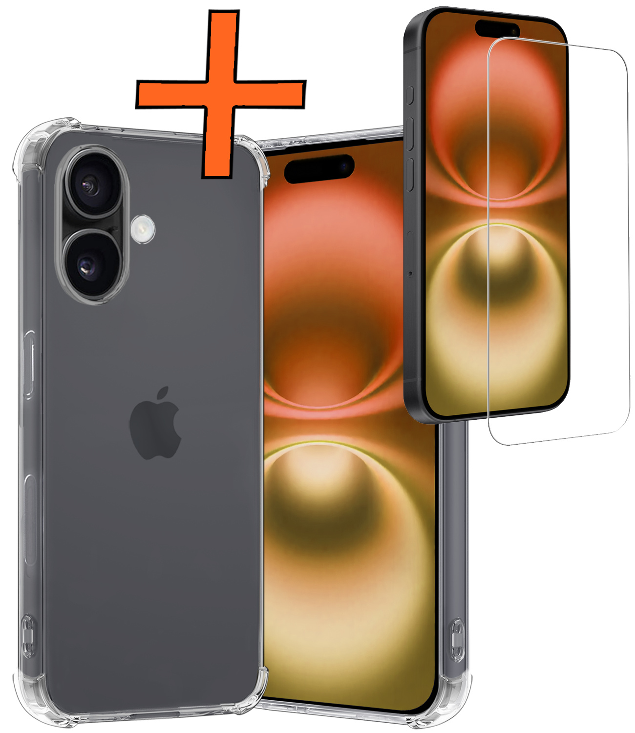 Nomfy Hoesje Geschikt voor iPhone 16 Hoesje Shock Proof Cover Case Shockproof Met Screenprotector - Hoes Geschikt voor iPhone 16 Hoes Siliconen Back Case - Transparant