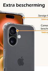 Nomfy Hoesje Geschikt voor iPhone 16 Plus Hoesje Shock Proof Cover Case Shockproof - Hoes Geschikt voor iPhone 16 Plus Hoes Siliconen Back Case - Transparant - 2 PACK