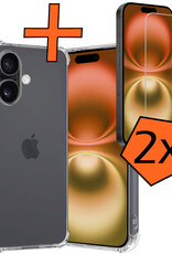 Nomfy Hoesje Geschikt voor iPhone 16 Plus Hoesje Shock Proof Cover Case Shockproof Met 2x Screenprotector - Hoes Geschikt voor iPhone 16 Plus Hoes Siliconen Back Case - Transparant