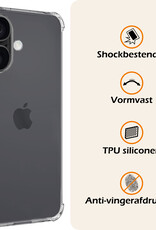 Nomfy Hoesje Geschikt voor iPhone 16 Plus Hoesje Shock Proof Cover Case Shockproof Met 2x Screenprotector - Hoes Geschikt voor iPhone 16 Plus Hoes Siliconen Back Case - Transparant