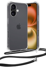 Nomfy Hoesje Geschikt voor iPhone 16 Plus Hoesje Shock Proof Transparant Met Telefoonketting Case Shock Koord - Hoesje Geschikt voor iPhone 16 Plus Shock Proof Case Met Koord - Transparant
