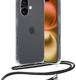 Nomfy Nomfy iPhone 16 Plus Hoesje Transparant Shockproof Met Zwart Koord