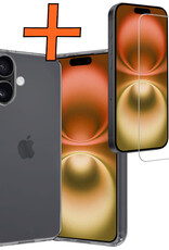 Nomfy Hoesje Geschikt voor iPhone 16 Hoesje Siliconen Cover Case Met Screenprotector - Hoes Geschikt voor iPhone 16 Hoes Back Case - Transparant