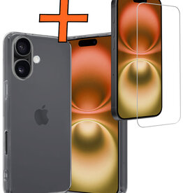 Nomfy Nomfy iPhone 16 Hoesje Siliconen Met Screenprotector Met Dichte Notch - Transparant
