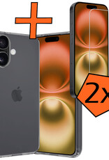 Nomfy Hoesje Geschikt voor iPhone 16 Plus Hoesje Siliconen Cover Case Met 2x Screenprotector - Hoes Geschikt voor iPhone 16 Plus Hoes Back Case - Transparant