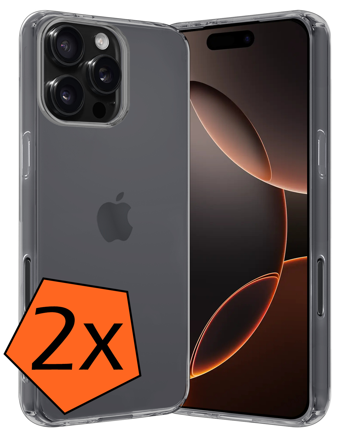 Nomfy Hoesje Geschikt voor iPhone 16 Pro Hoesje Siliconen Cover Case - Hoes Geschikt voor iPhone 16 Pro Hoes Back Case - 2-PACK - Transparant