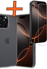 Nomfy Hoesje Geschikt voor iPhone 16 Pro Hoesje Siliconen Cover Case Met Screenprotector - Hoes Geschikt voor iPhone 16 Pro Hoes Back Case - Transparant