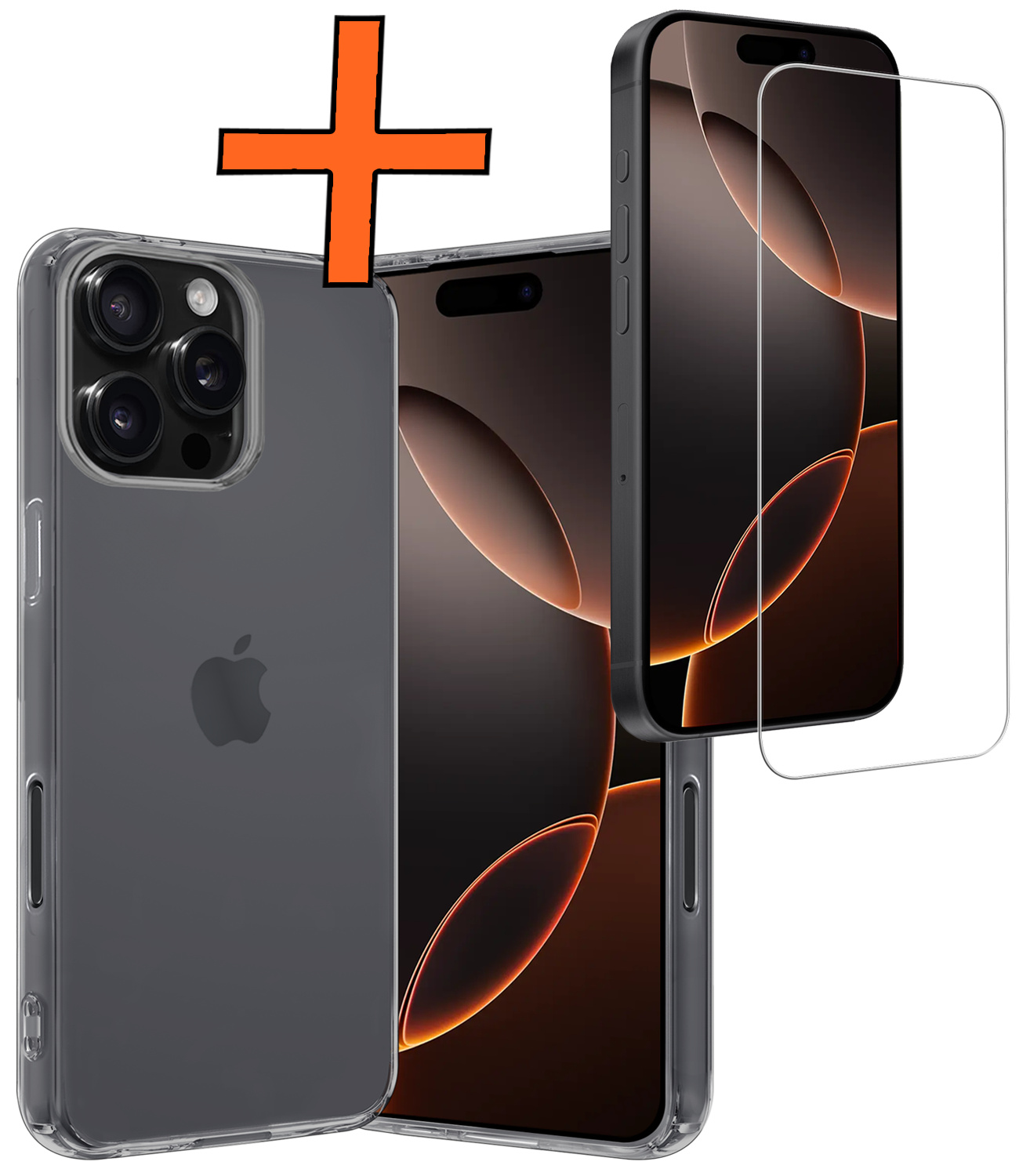 Nomfy Hoesje Geschikt voor iPhone 16 Pro Hoesje Siliconen Cover Case Met Screenprotector - Hoes Geschikt voor iPhone 16 Pro Hoes Back Case - Transparant