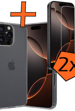 Nomfy Hoesje Geschikt voor iPhone 16 Pro Hoesje Siliconen Cover Case Met 2x Screenprotector - Hoes Geschikt voor iPhone 16 Pro Hoes Back Case - Transparant